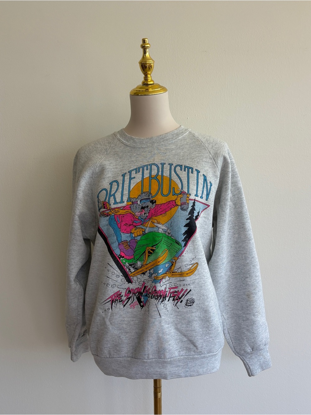 Vintage 90s Drift Bustin Snowmobile Graphic Crewneck Sweatshirt